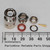 Pomona 4786 BNC male connector components laid out with ruler for scale.