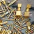 Close-up of gold-plated right-angle RF connectors and connector pins.