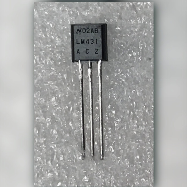 National Semiconductor LM431ACZ front view on foam, script N logo and 02AB marking visible