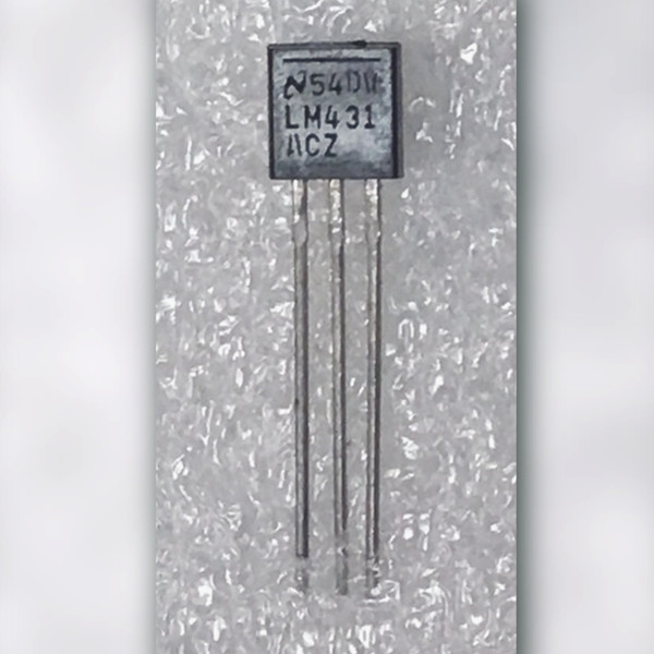 National Semiconductor LM431ACZ TO-92 reference IC lying marking-side up on antistatic film