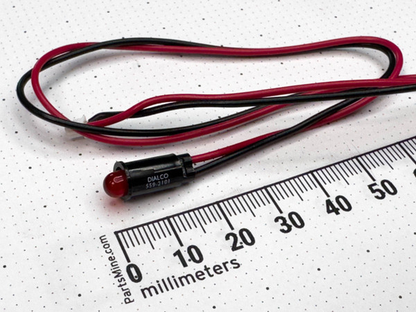 LED Panel Mount Indicator, Snap-in, Red, 2.2 VDC, 6.35 mm, 10 mA, Dialight 559-2101 - A23083 | PartsMine.com