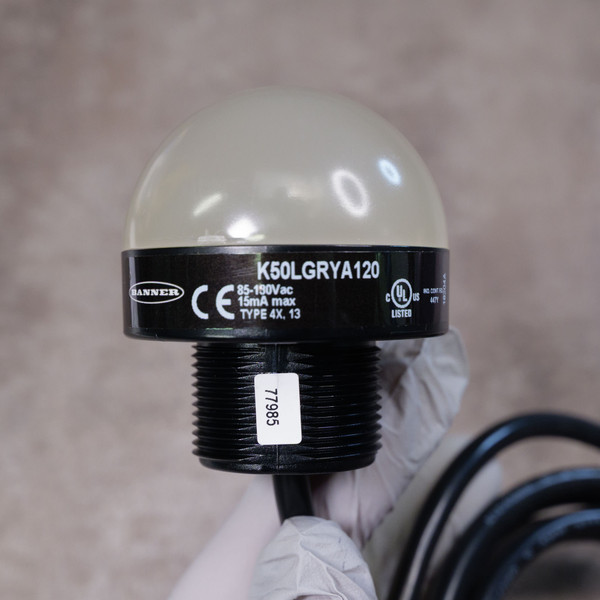 Banner K50L-GRYA120 3-Color AC LED Pilot Light 50mm Dome