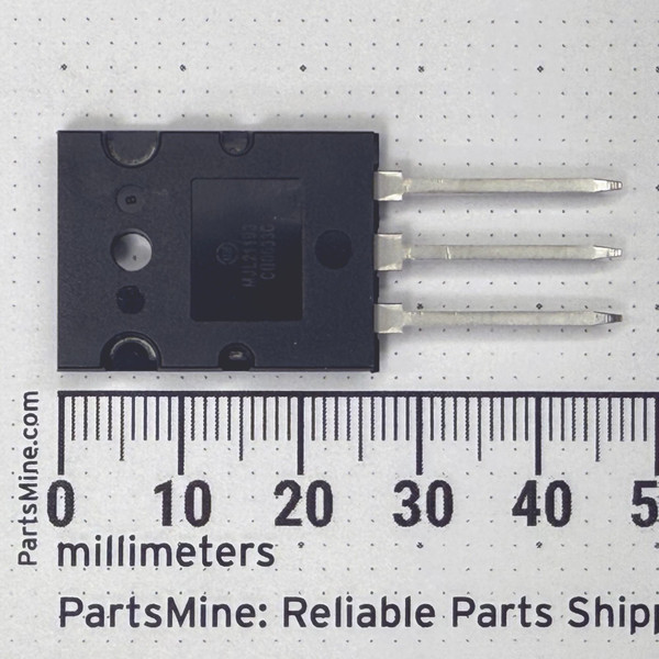 TO-3P black plastic package, three straight leads, approximately 35mm wide. Face markings include MJL21194 and a secondary code line.