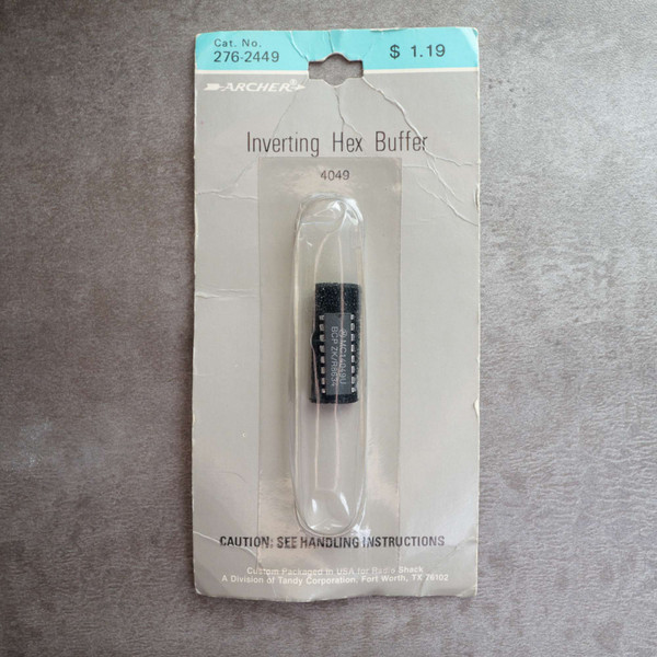 Carded blister pack for Archer Radio Shack 276-2449 inverting hex buffer.