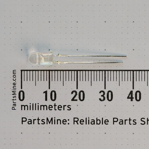 Panasonic LNG901CFBW clear through-hole LED next to a millimeter scale.