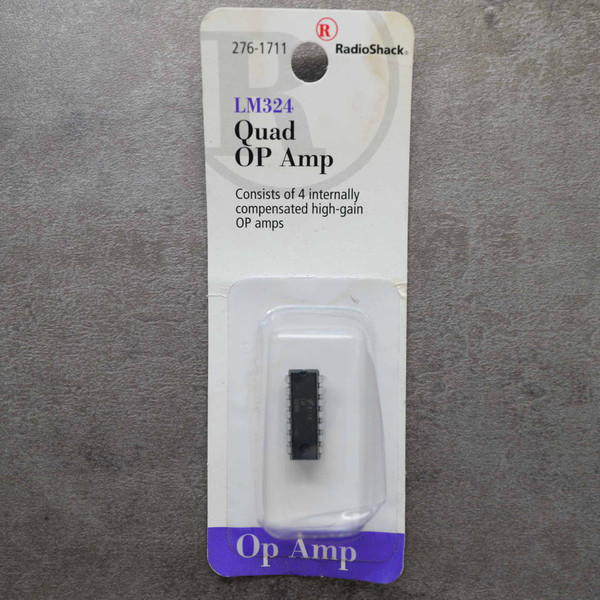 RadioShack 276-1711 LM324 quad op amp in original blister card packaging.