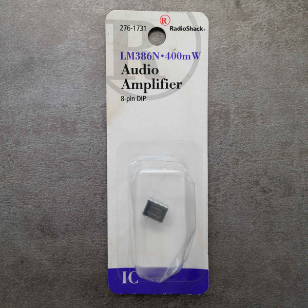 Carded packaging for Radio Shack 276-1731 LM386N audio amplifier IC.