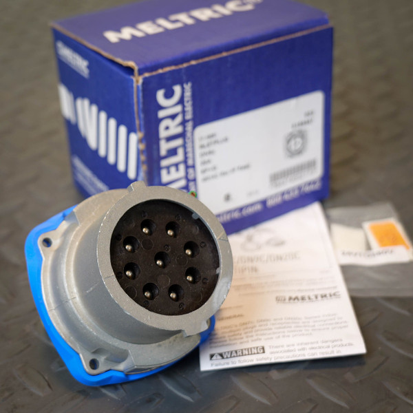 Meltric 17-18081 DN9c multipin inlet with box, manual, and label packet.
