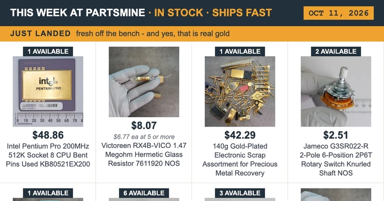 Pentium Pro ceramic, 140g gold scrap & fresh bench oddities