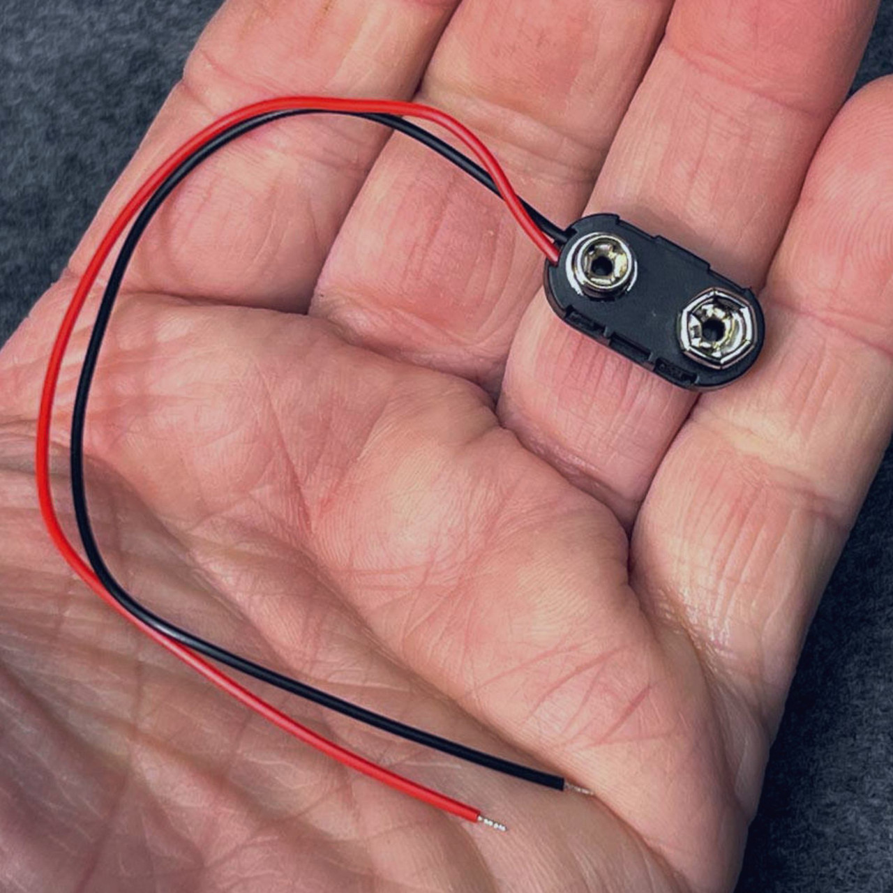 9V Battery Snap Connector Clip Hard Shell with Tinned Wire Leads NOS