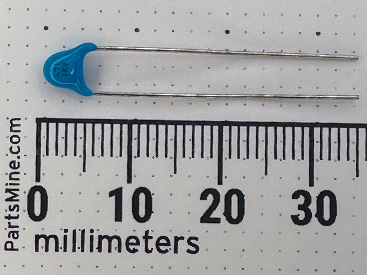 470pF, 1KV High Voltage Ceramic Disk Capacitor, Long Leads 471-1KV