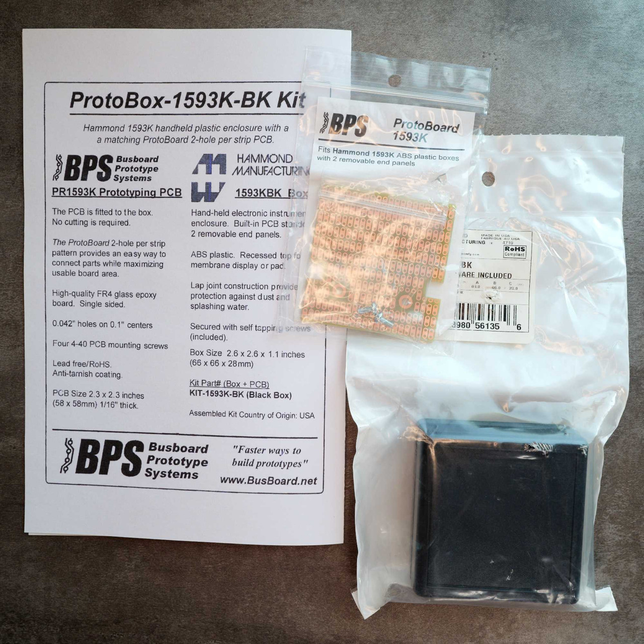 Hammond ProtoBox-1593K-BK Handheld Enclosure & PCB Kit NOS