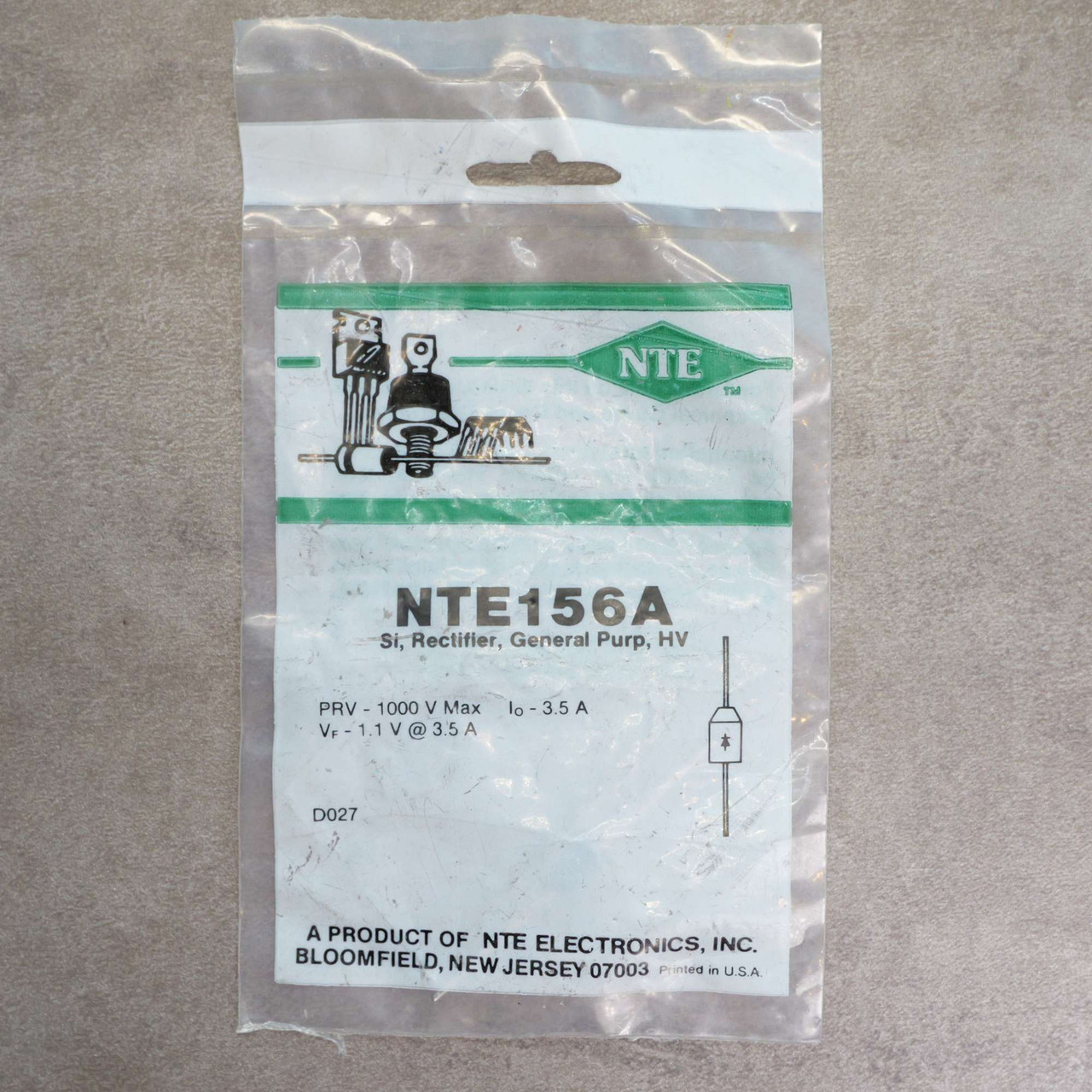 NTE NTE156A 1000V 3.5A Silicon Rectifier Diode DO-27 NOS