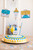 Cake Topper Schulkind mit Schultüten, Tortendeko, weiss/blau/senf