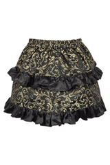 Gold/Black Brocade Ruched Bustle Skirt