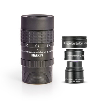 Hyperion 8-24mm Clickstop Zoom Eyepiece MkIV, with Hyperion Zoom Barlow 2.25X Hyperion 8-24mm Clickstop Zoom Eyepiece MkIV, with Hyperion Zoom Barlow 2.25X