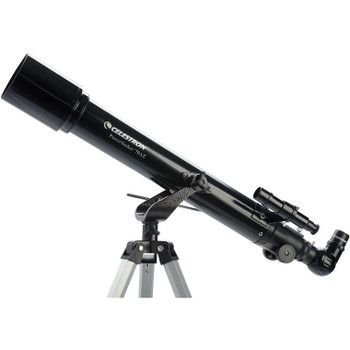 Start learning the sky with this refractor telescope! Great for children, this telescope is a "point and shoot" set up that will give views of the Planets, Moon, and more. Use it to look at wildlife or distance on land! It comes with two eyepieces, a barlow and a finderscope, as well as a correct image diagonal. Nice starter scope for children. Start learning the sky with this refractor telescope! Great for children, this telescope is a "point and shoot" set up that will give views of the Planets, Moon, and more. Use it to look at wildlife or distance on land! It comes with two eyepieces, a barlow and a finderscope, as well as a correct image diagonal. Nice starter scope for children.