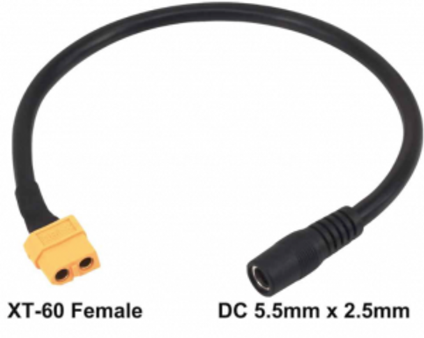 PegasusAstro 2.5X5.5mm female to XT60 male adapter for PSU (UPBv2)