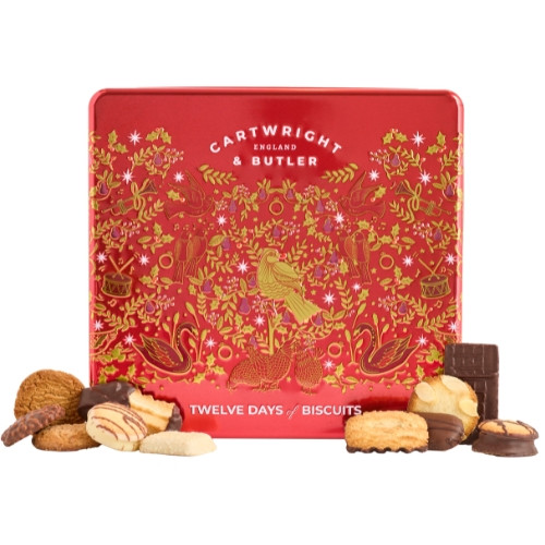 C&B NEW-12-DAYS CHRISTMAS CHOC BISCUITS TIN 200 GR