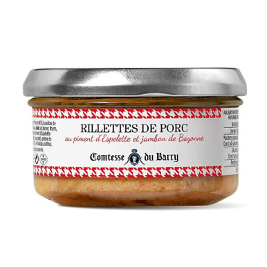 RILLETES DE CERDO AL PIMIENTO DE ESPELETTE Y JAMON DE BAYONA 140 GR.