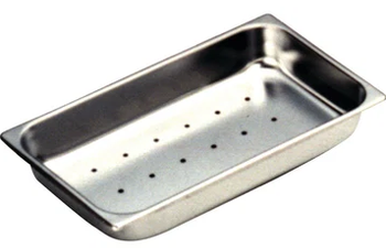 Product Spectrum High Sided Perforated Tray, 8.875" x 5" x 2", Stainless Steel | SAH.952-HPT Image