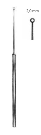 Product Vet Spectrum Buck Ear Curette, 6.5" (16.5cm), Angled, Blunt, Size 1 (2.0mm) | SAH.702888 Image