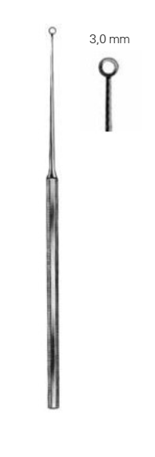 Product Vet Spectrum Buck Ear Curette, 6.5" (16.5cm), Angled, Blunt, Size 3 (3.0mm) | SAH.702890 Image