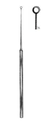Product Vet Spectrum Buck Ear Curette, 6.5" (16.5cm), Angled, Sharp, Size 5 (3.7mm) | SAH.705000 Image