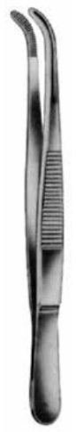 Product Vet Spectrum Thumb Dressing Forcep, 7" (18cm), Serrated, Curved | SAH.722521 Image