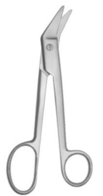 Product Vet Spectrum Pointed Bandage Shears, 7" (18cm), Angled, One Lg Ring Handle, Angled Thumb Ring, HD (Cast Cutter) | SAH.720813 Image
