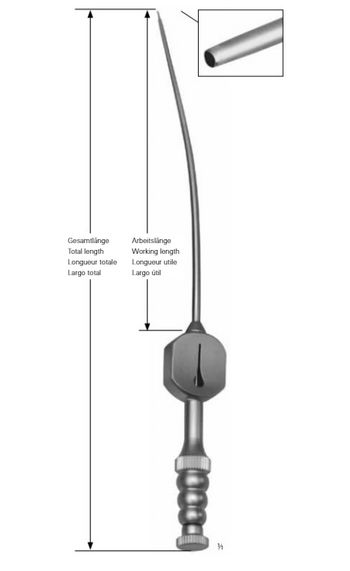 Product Vet Spectrum Suction Tube, 165mm Length (100mm Working Length), 5 Fr. (1.6mm), Malleable, Teardrop Suction Contro | SAH.741224 Image
