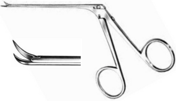 Product Vet Spectrum Bellucci Ear Scissor, 3.25" (8cm) Shaft Length, Curved Right, Mini Tip, 5.5 x 1.3 x 2.0 mm Tip | SAH.724017 Image