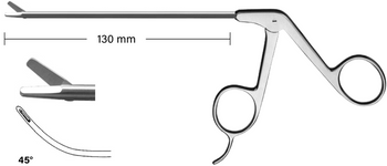 Product Spectrum Arthroscopic Scissor, 5.1" (130mm) Working Length, 3.4mm Tip Width, Serrated, 45 Degree Curved Right | SAH.770034 Image