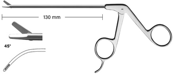 Product Spectrum Arthroscopic Scissor, 5.1" (130mm) Working Length, 3.4mm Tip Width, Serrated, 45 Degree Curved Left | SAH.770035 Image