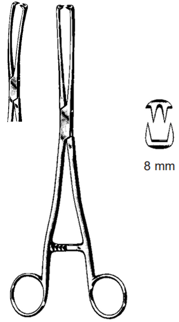 Product Spectrum Museux Tenaculum Vulsellum Forcep, 9.5in., 2x2 Teeth, 8mm Jaw Width, Curved | SAH.700016 Image