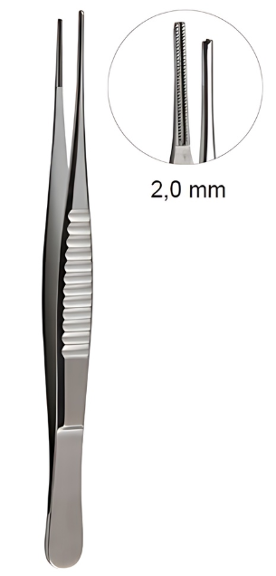 Product Spectrum Debakey Tissue Forcep, 6", Atraumatic Serrated Jaw, 2mm Tip | SAH.719785 Image