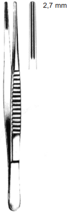 Product Spectrum Debakey Tissue Forcep, 6.25", Atraumatic Serrated Jaw, 2.7mm Tip | SAH.720838 Image