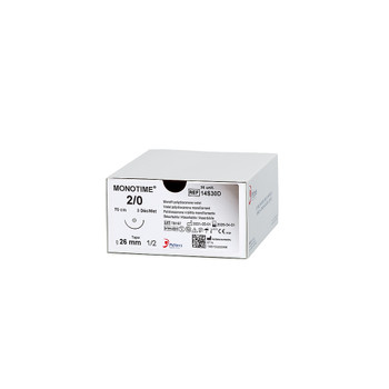 Product Peters Surgical MONOTIME, Polydioxanone, 70cm Long, Violet, 6/0 (0.7 Dec), 13mm Needle, 1/2C, Taper | 14S07C Image