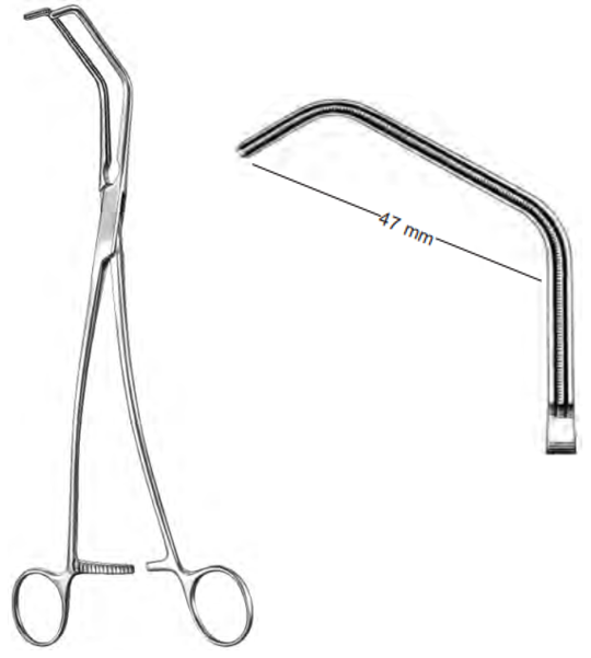 Product Spectrum Debakey Satinsky Vascular Clamp, 9.5" (24cm), Atraumatic Jaws, 47mm Jaw Width | SAH.13-2516 Image