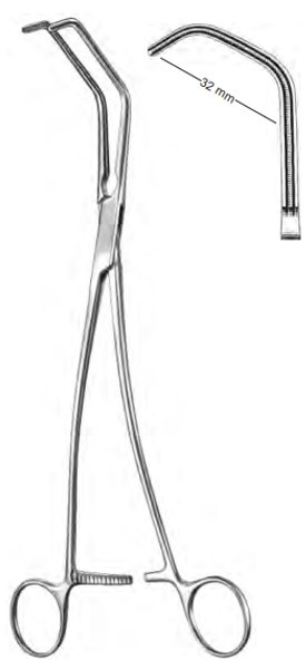 Product Spectrum DeBakey Satinsky Vascular Clamp, 9.25" (23.5 cm), Atraumatic Jaws, 32 mm Jaw Width | SAH.13-2502 Image