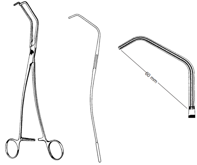 Product Spectrum Debakey Satinsky Tangential Occlusion Clamp, 10" (25cm), Atraumatic Jaws, 60mm Jaw Width | SAH.13-2512 Image