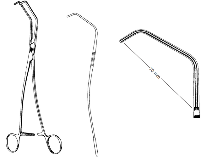 Product Spectrum Debakey Satinsky Tangential Occlusion Clamp, 10.5" (26.5cm), Atraumatic Jaws, 70mm Jaw Width | SAH.13-2513 Image