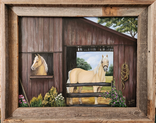 Horses in the Barn- canvas print 