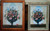 Antique Pedestal Carnival Glass and an elegant bouquet of flowers are framed out by this sheer window curtain. This painting comes as a 14x18 stretched canvas giclee for $75.00.  Pictured here is the original (sold) on the left and the canvas print on the right available also in a frame for an additional cost.  A whitewash barn siding frame adds a country flair and a traditional oak color adds s little more elegance.  Contact us for frame details.