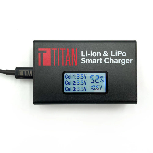 Titan smart charger for lithium batteries display screen