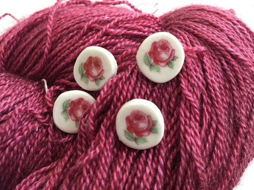 Handcrafted Pink Floral Round Clay Buttons-Set of 4 -1/2" Diameter