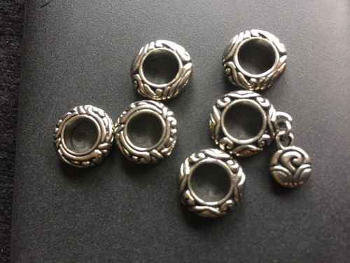 Limited Edition OOAK White Brass Etched Silver Stitch Markers Set