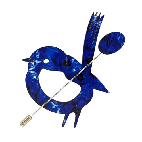 Blue Wren Bird Shawl and Scarf Pin Brooch