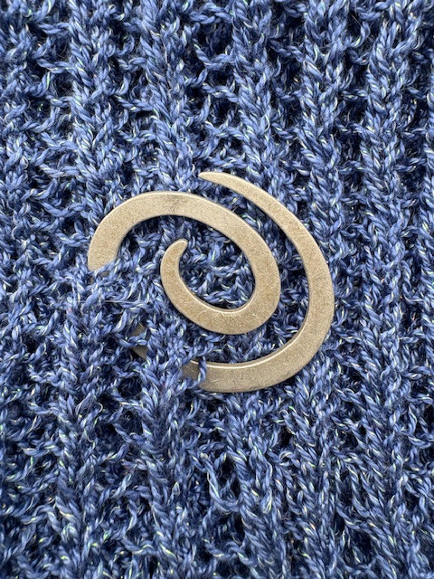 Antiqued Tin Round Spiral Shawl Pin