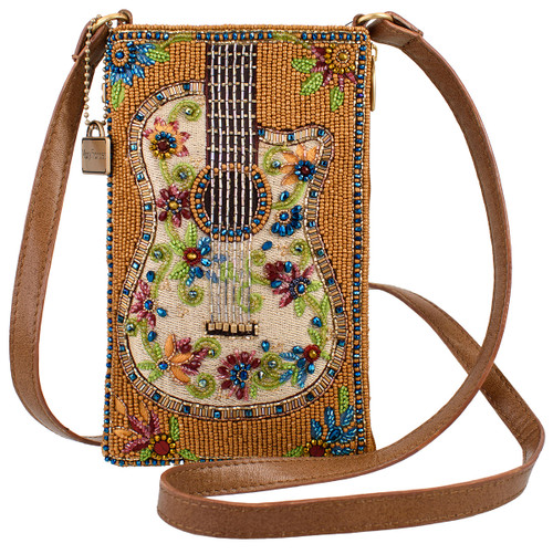 Garden Groove Ivory Guitar with Flowers Beaded Crossbody